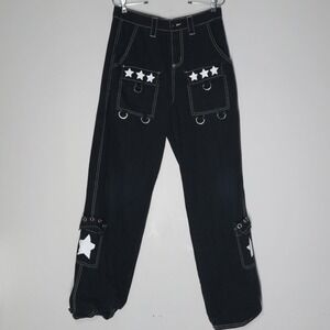Hot Topic Pants Womens 28x27 Black Cargo Stars Emo Skater Gothic Punk Rare